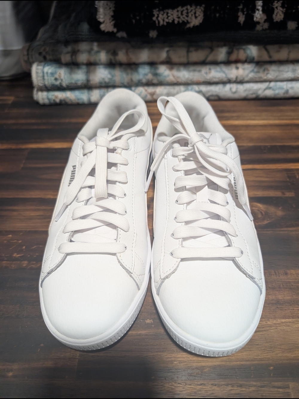 Woman's Classic White Leather Puma Sneakers - Clean Casual Style 8